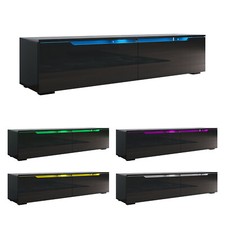 TV Fernsehschrank Hängeboard mit LED Lowboard Fernsehtisch Schwarz Hochglanz 140