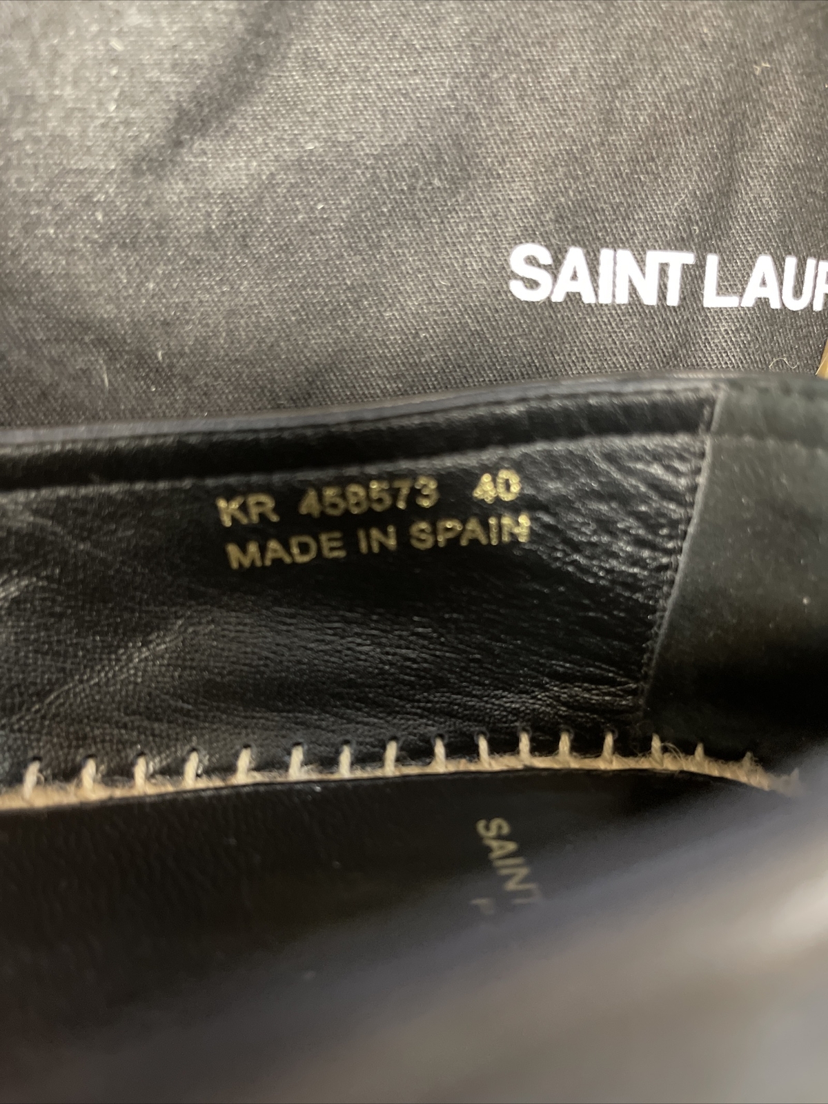 Scarpe da espadrilla con logo Saint Laurent YSL piatte in pelle nera eccellenti taglia 9 40 $745