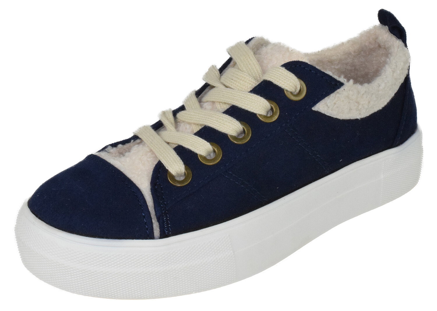 Soda Flat Women Shoes Lace Up Loafers Sneakers Fur Flatform Navy Blue  ENDEAR-G | eBay