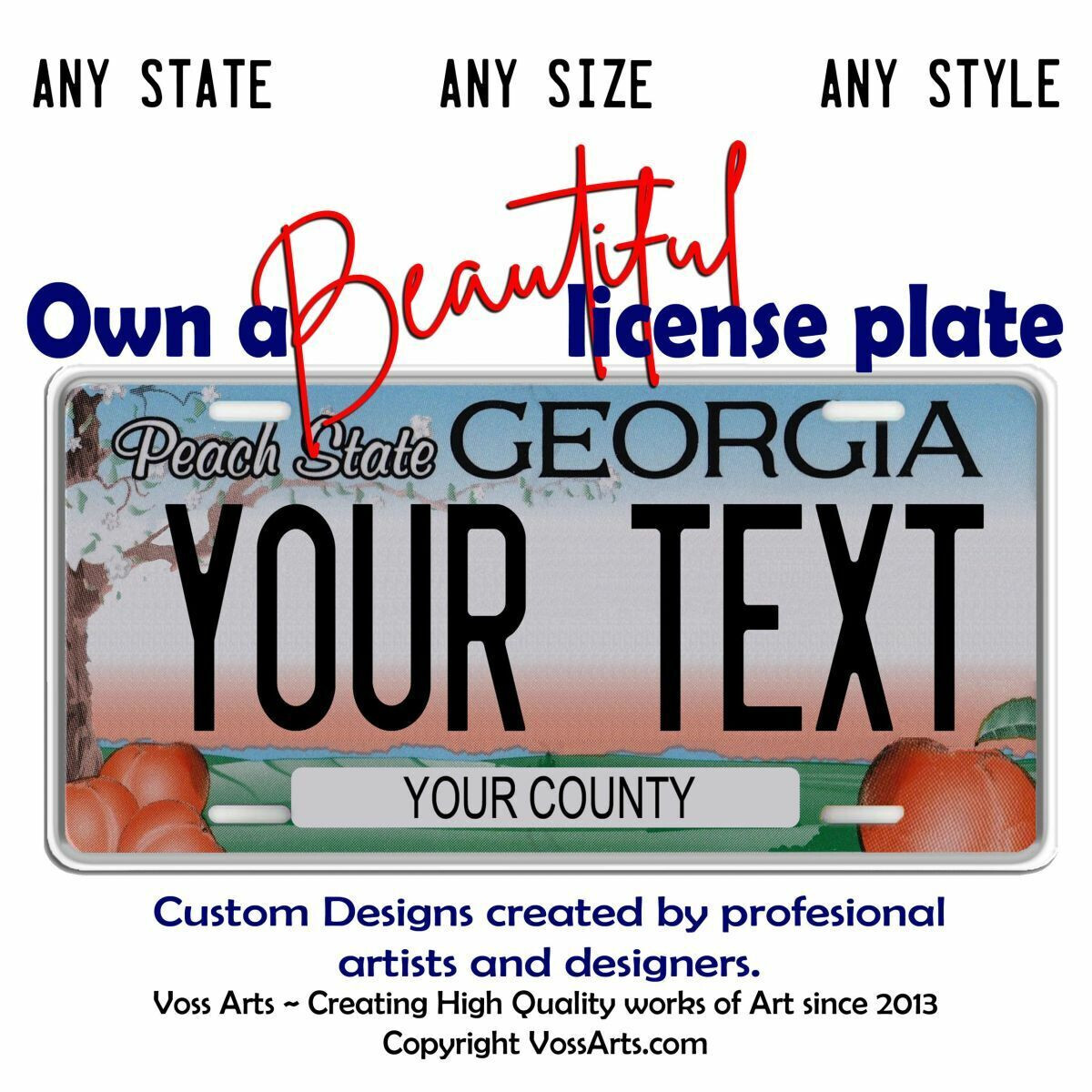 Ado オリジナルプレート　ジョージア Vintage 1970 Georgia Custom License Plate Retro BLUE & GREY