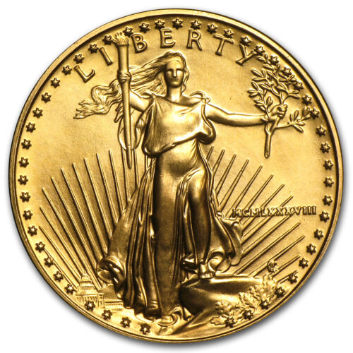 1988 1/2 oz Gold American Eagle BU (MCMLXXXVIII) - SKU #4718 - 第 1/2 張圖片