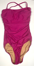 J.CREW Ruched Bandeau One Piece Swimsuit BC115 Size 4 Radiant Fuschia Excellent