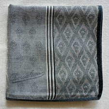 VTG Handkerchief Green Fabric Woven Antique Vertical Lattice Pocket Square 18"