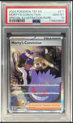 2024 POKEMON TEF EN-TEMPORAL FORCES #211 MORTY'S CONVICTION PSA 10