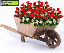 NEW! Garden Wooden Wheelbarrow Flower Planter Ornamental Plant Pot