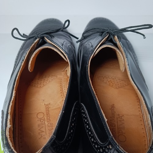 Johnston & Murphy Optima Wingtip Oxford Dress Shoes Mens Sz 10.5 C Black Leather - Picture 6 of 11
