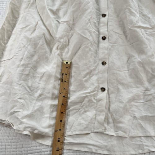 Express Dress Womens XL Cream Linen Midi Tie Front Cut Out Button Front Beachy - Picture 5 of 19
