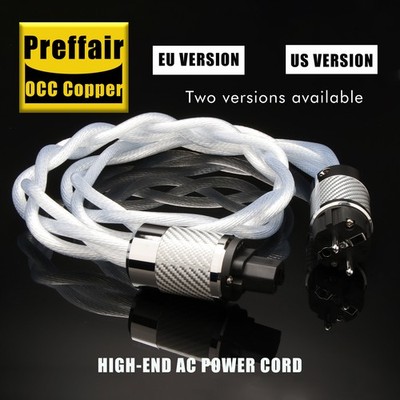 Audiophile Silver Plate 8N OCC HiFi Power Cable US EU Schuko Mains Supply Cord