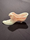 Fenton satin glass slipper hand painted