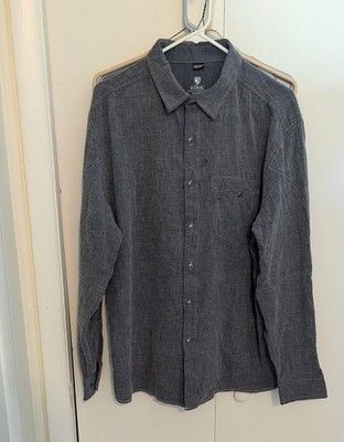 Kuhl Uproar Button Up Shirt Size XL Gray Long Sleeve Cotton Blend 7211