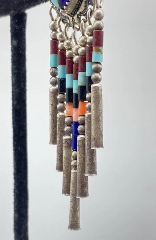 Q.T. Brincos de prata esterlina com várias pedras preciosas estilo coração sudoeste 8,8 g - Imagem 3 de 4