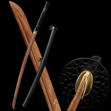Wooden Black Japanese Samurai Katana Sword Kendo Bokken Training Practice