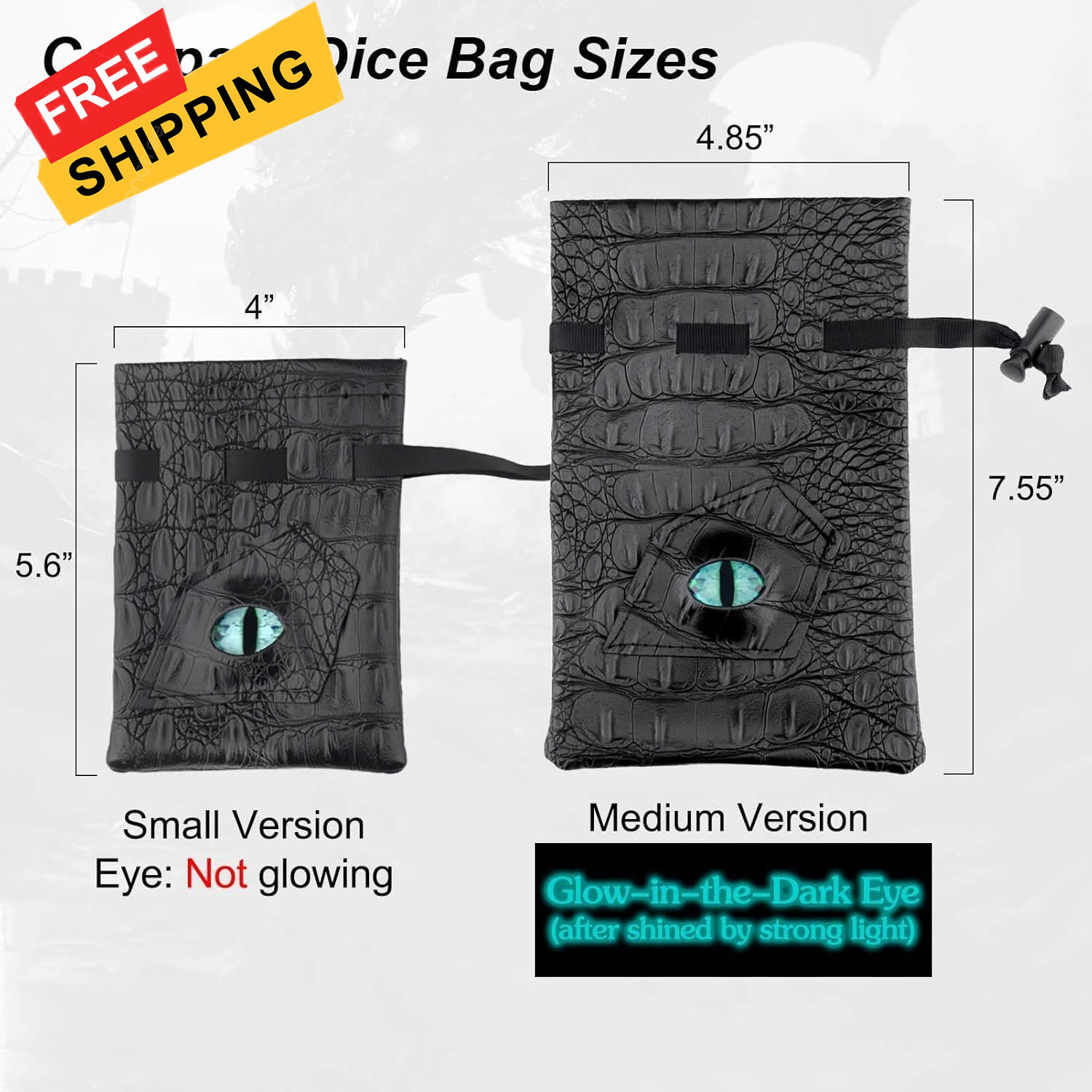 Haxtec Dragon Eye Dice Bag Drawstring Leather DND Small, Blue Green 