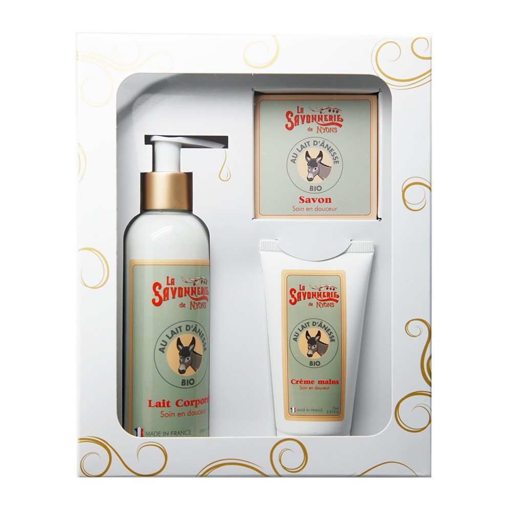 Coffret au lait d'ânesse BIO assortiment soin du corps naturel 4 pièces