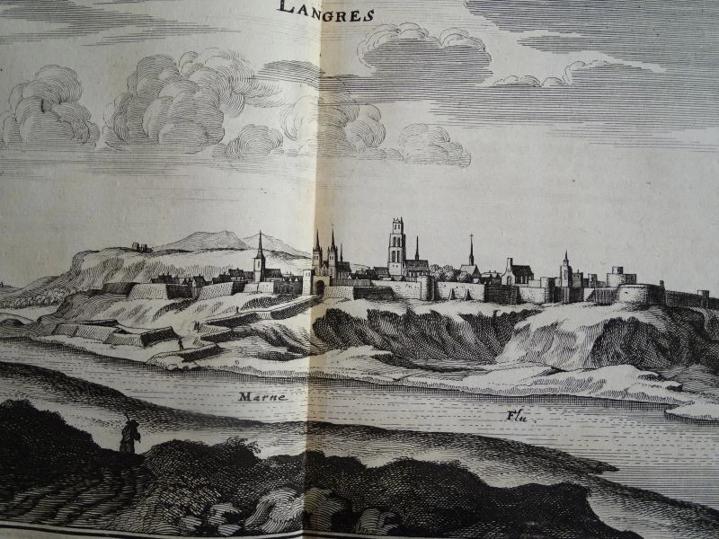 Langres Marne Panorama Grand Est Topographia Galliae EA Merian Kupferstich 1655 - Bild 3 von 3