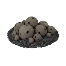 Hollow Ceramic Fire Balls | Mixed Set of 18 | Modern Accessory for Indoor and...