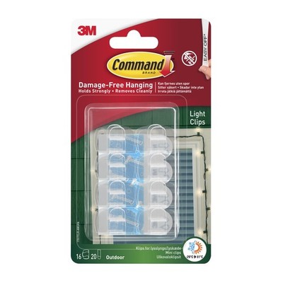 Command Outdoor Dekoration Licht Clips - 16 Mini Haken und 20 Standard, klar 