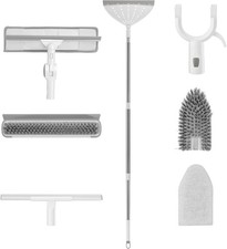 eeloco 7-in-1 Cleaning Tool Set 47" Handle, Squeegee  Silicone Broom  Grout