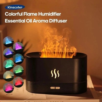 3D Flamme Aroma Diffusor   Luftbefeuchter Ultraschall, Aromatherapie Gerät Black
