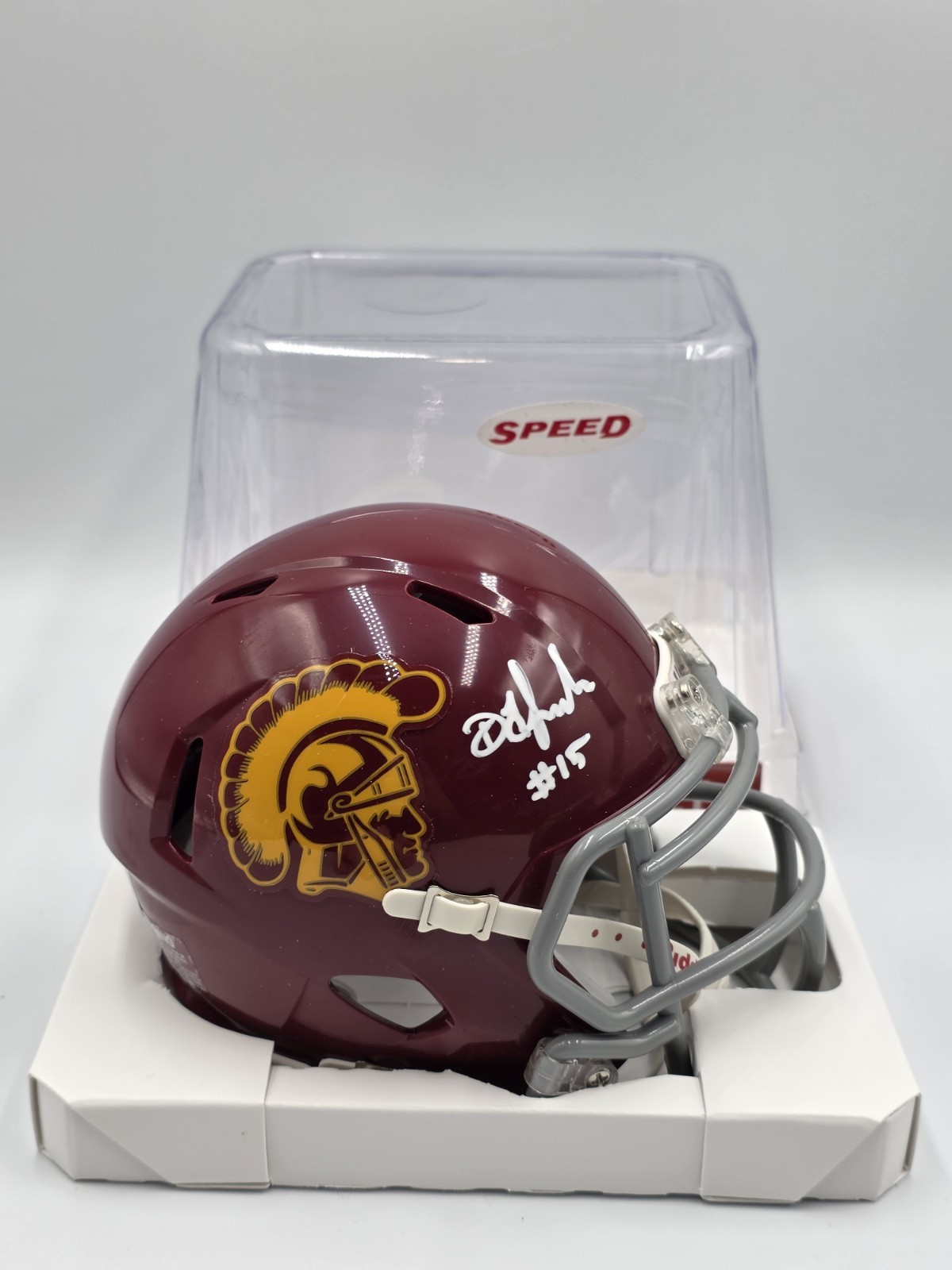 Drake London Autographed Signed USC Trojans / Mini Helmet Beckett 