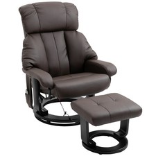 Massaging Faux Leather Recliner Chair and Ottoman Set with Remote Control Brown