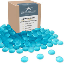 Flat Marbles Vase Filler - 0.68 Lbs Aqua Glass Pebble Vase - Clear Gem Vase Fill