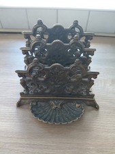 Gründerzeit Vintage Rokoko Messing Schreibtisch Brief Ständer  Antik Alt Münzen