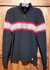 Woolrich Fair Isle Sweater Womens Size L Onyx Heather Gray 100 Wool 1/4 Zip