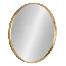 Kate and Laurel Travis Round Wood Wall Mirror, 25.6" Diameter, Gold, Modern G...