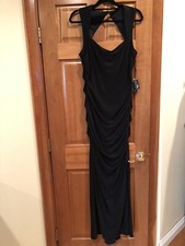 Adrianna Papell Womens Black Jersey Formal Dress Size 18, Ruched Detailing, NWT