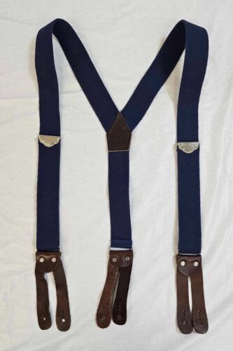 1/2" Y-Back Work Button-On Suspender with Navy Blu