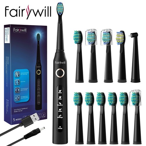 Fairywill Electric Toothbrush Sonic Rechargeable 12 Replacement Head