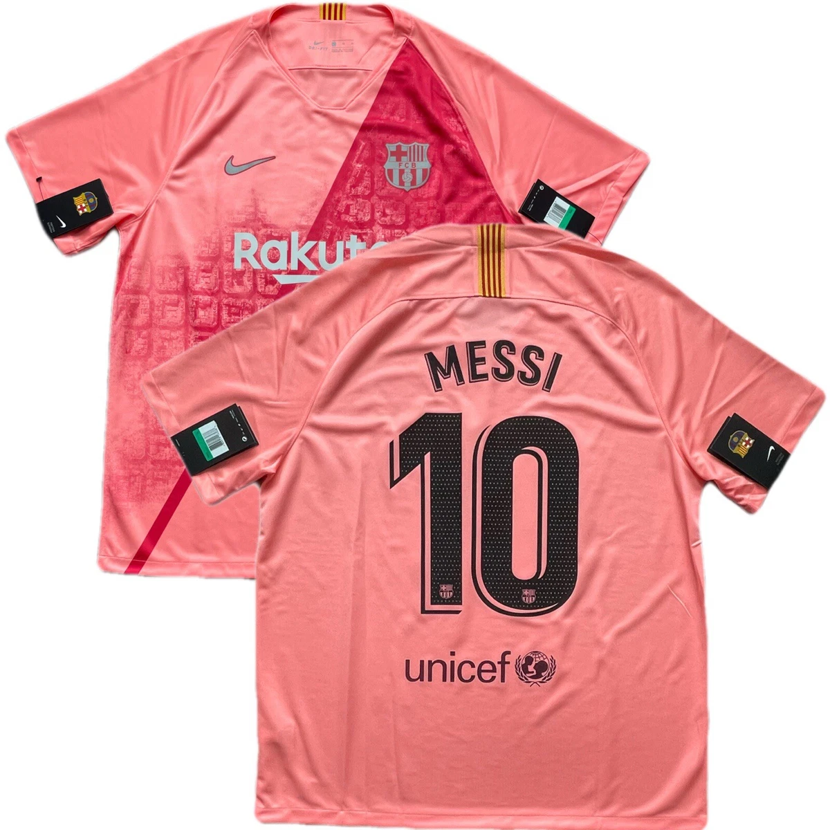 NIKE BARCELONA MEN'S 2019 `MESSI` 3RD JERSEY PINK - Soccer Plus