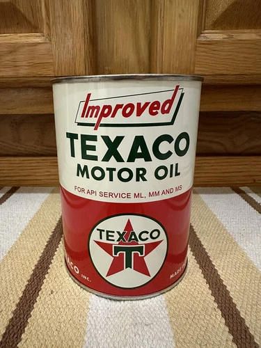 Texaco Motor Oil Can Empty 1 Quart Gas Garage Parts Sign Vintage Style Decor
