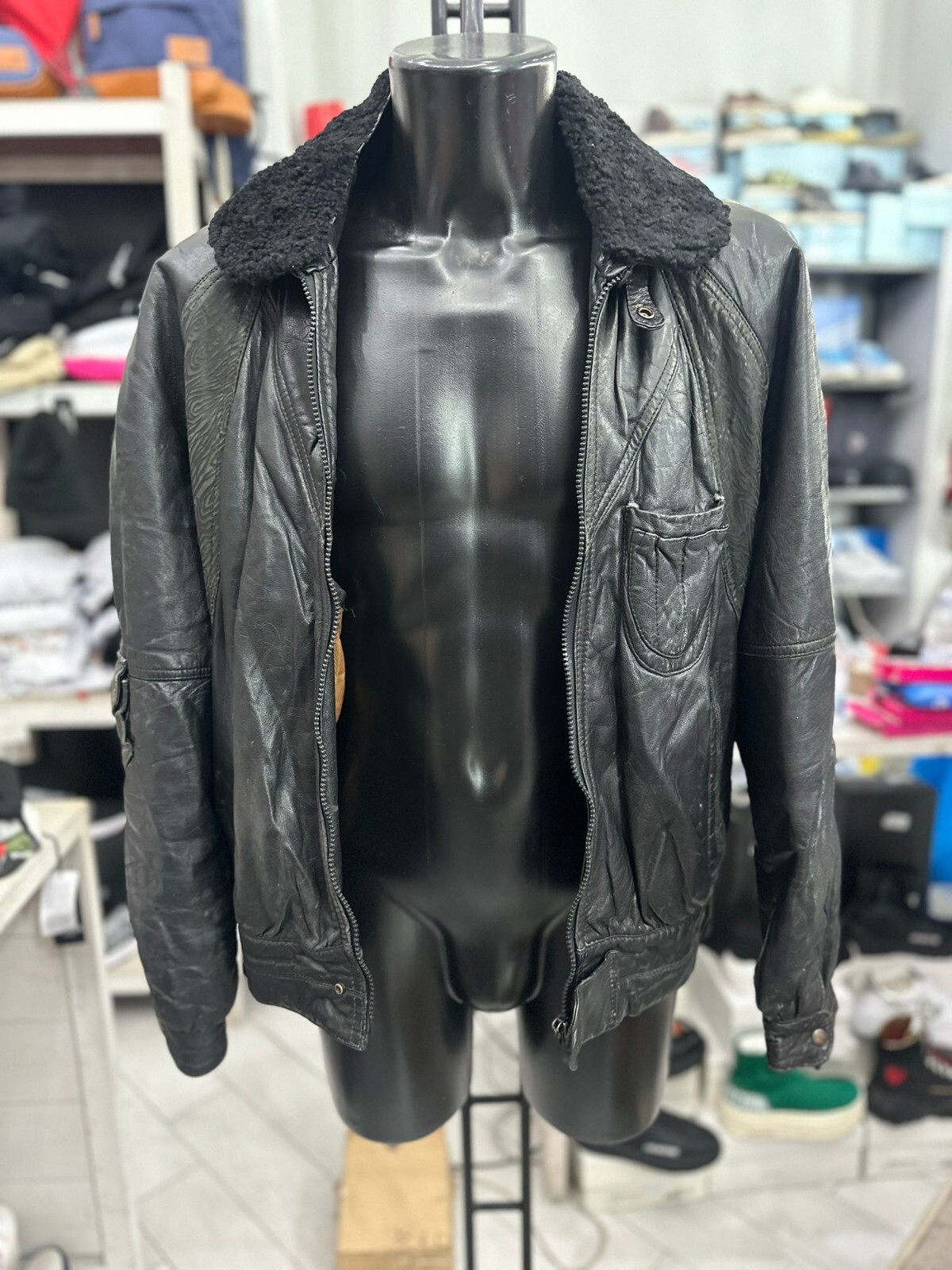 Vincent Leather Jacket Used Men Size 48 Black LLV444