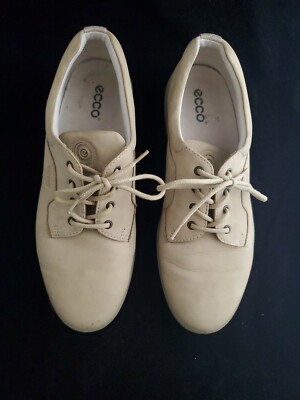 Ecco Soft Womens Shoes Walking Suede Lace Up Oxfords Beige Size US 11.5 Euro 42