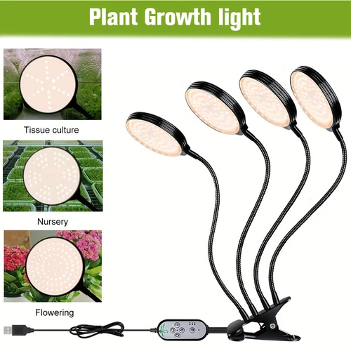 LED Wachstumlampe Pflanzenlampe Vollspektrum Pflanzenlicht Grow Light Timer USB - Bild 3 von 18
