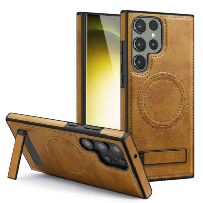 Shockproof Magsafe Leather Phone Case For Samsung Galaxy S24 S23 S22 Plus Ultra