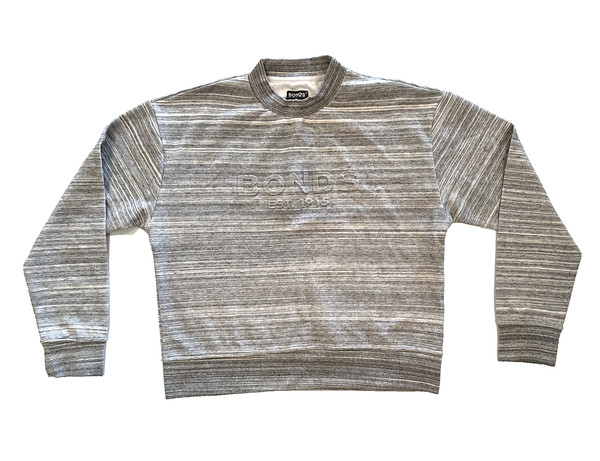 Bonds Sweatshirt XL Grey Striped Cotton Blend Stretch Casual Active Loungewear