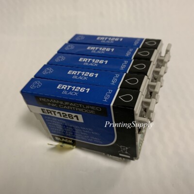 5 Pack Black Ink For Epson 126 WF3520 WF3540 WF7010 WF7510 WorkForce 435 520 545
