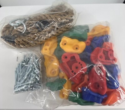 #ad Jungle Gym Kingdom Rock Climbing Holds For Kids Indoor Outdoor Rock Wall Kit DIY $34.99