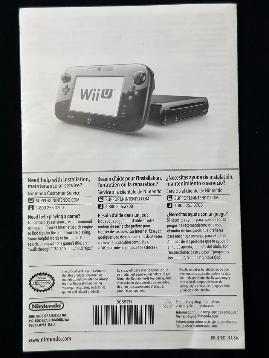 Original Nintendo Wii U - Viewing Game Manual Insert ONLY