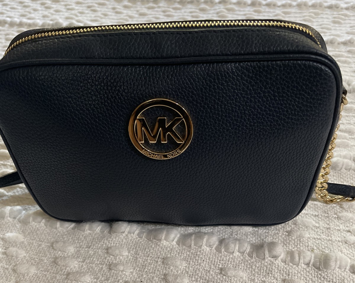 MICHAEL KORS Fulton Solid Navy Leather Crossbody Bag Euc