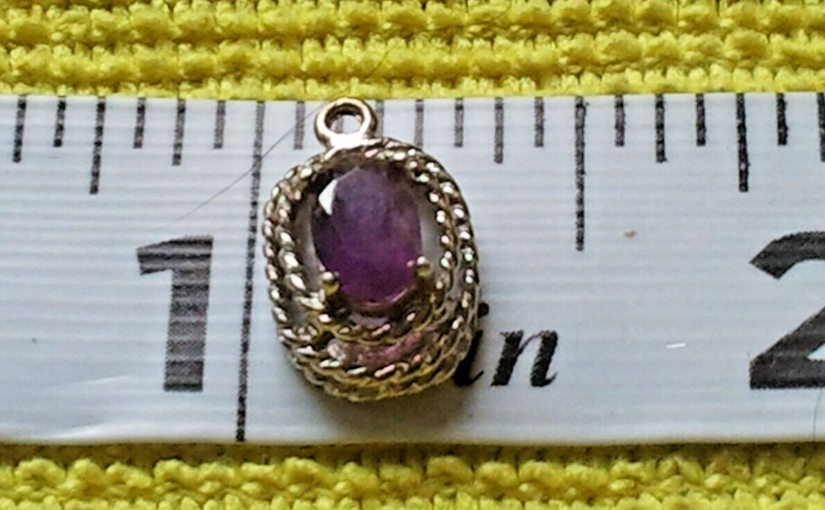 Sterling Silver Solid 925 Amethyst Scroll Oval Pe… - image 1