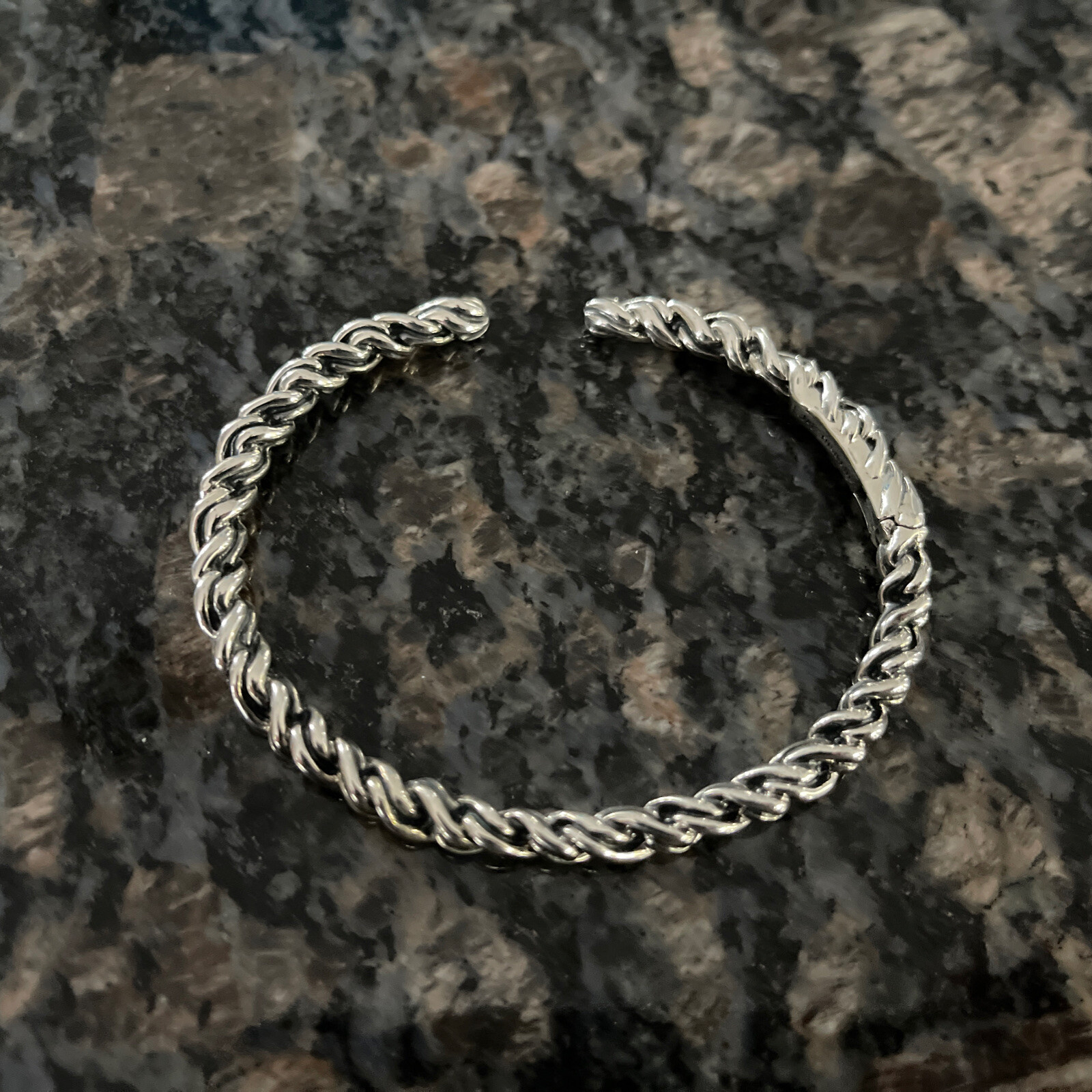JAI Sterling Silver Rope Carved 5mm Cuff Bracelet eBay