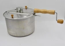 Whirley-Pop Stovetop Popcorn Popper Aluminum Wood Hand Crank Wabash Farms