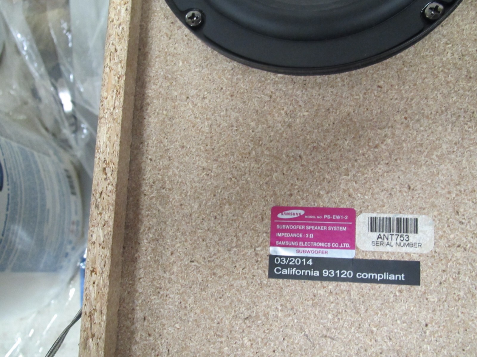 Samsung Subwoofer PSEW12 Home Theater Speaker Sub w/ Wires eBay