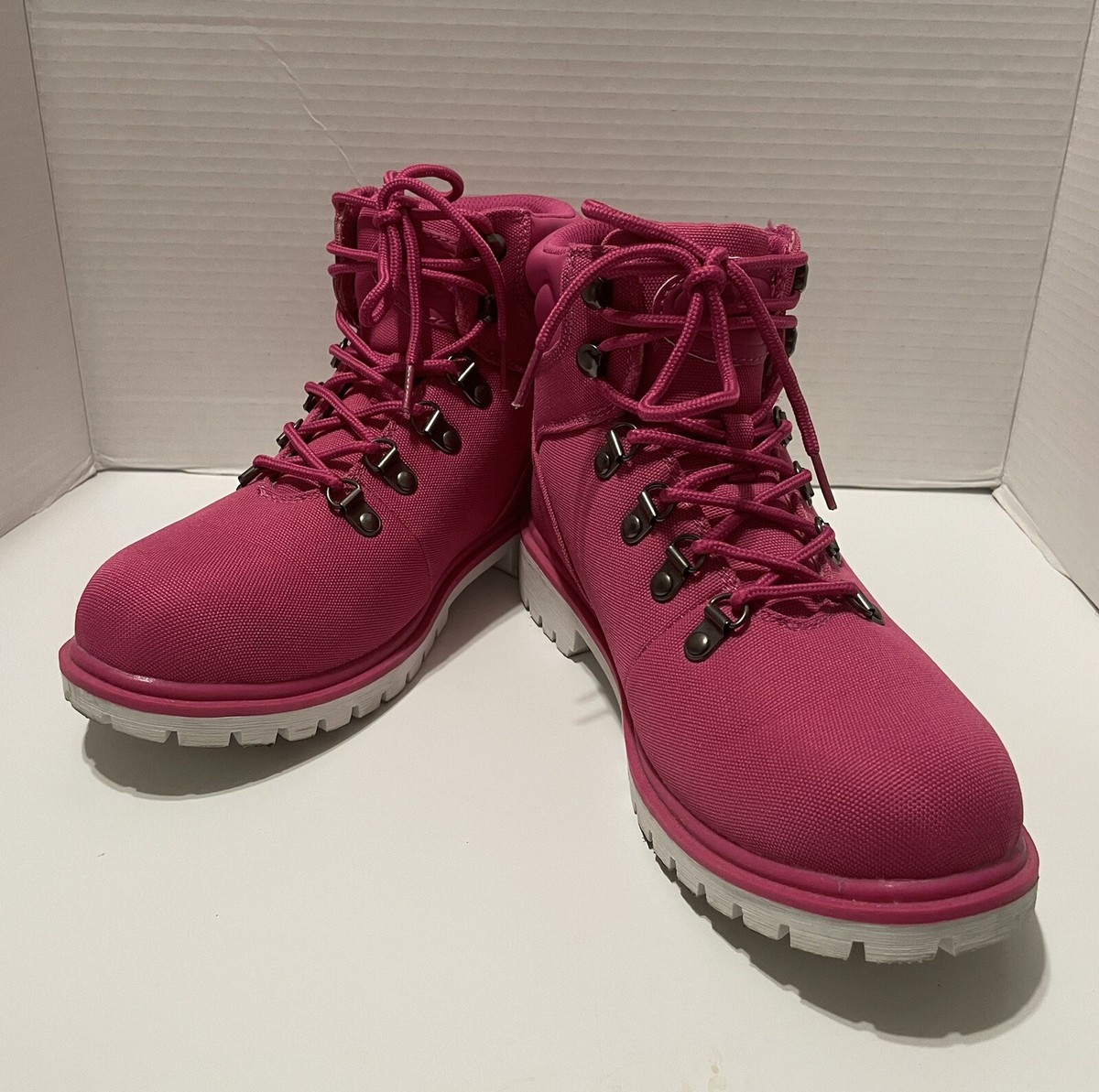 Lugz Grotto II Deep Pink High Top Boots/White Rubber Soles Lug