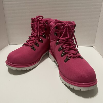 Lugz Grotto II Deep Pink High Top Boots/White Rubber Soles Lug Traction  Size