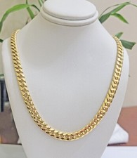 Real 10k Yellow Gold Chain necklace Miami Cuban Link 7mm 26" 22" 24 Inch 10KT